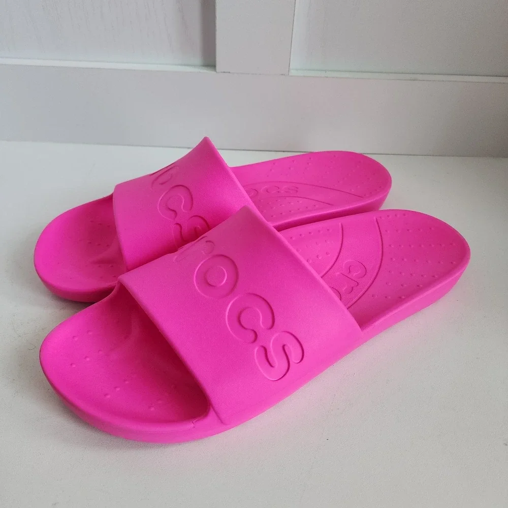 Crocs Classic Slide Sandals Mens 11 / Womens 13 Electric Neon Pink Crush Barbie